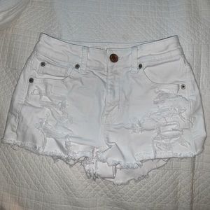 White denim jean shorts